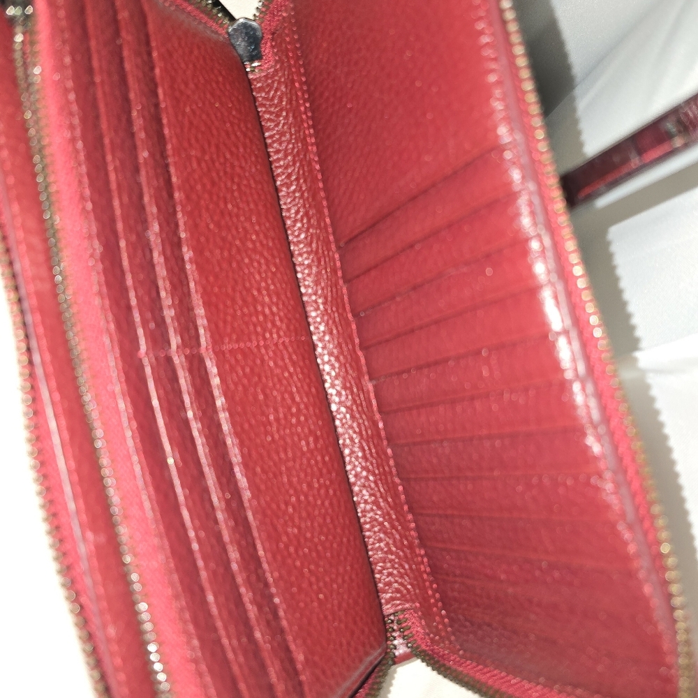 Botkier Dark Red  Multipockets ALL AROUND ZIPPER Textured Wallet - Picture 11 of 15